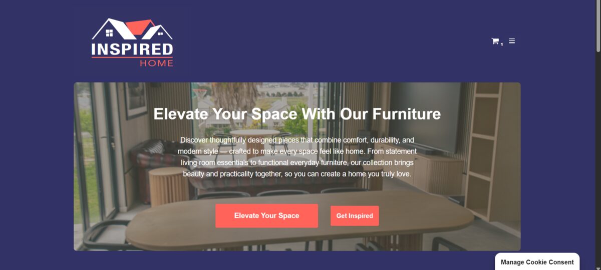 Screenshot of the Inspired Home online store
