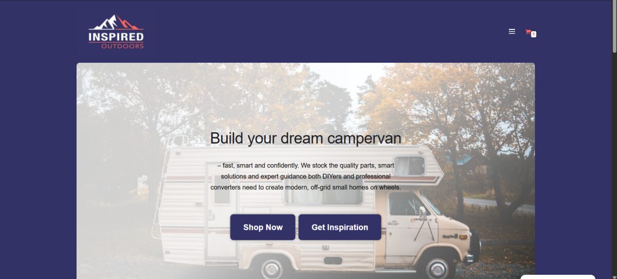 Screenshot of the Inspired Outdoor online store