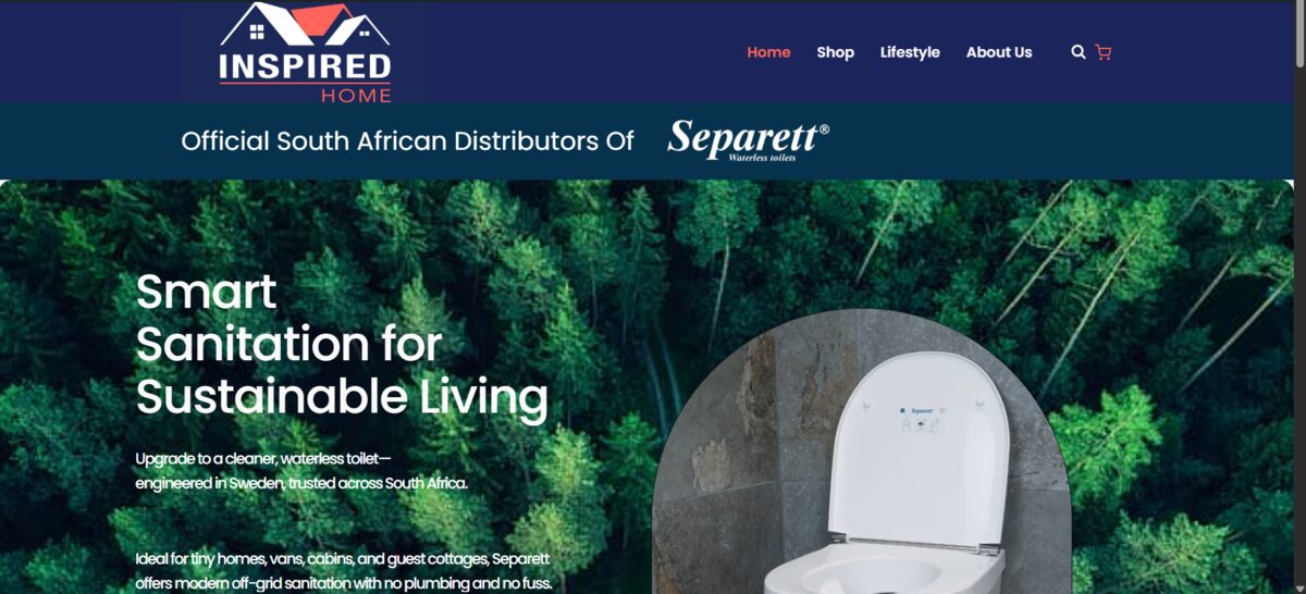 Screenshot of the Separett Africa product website